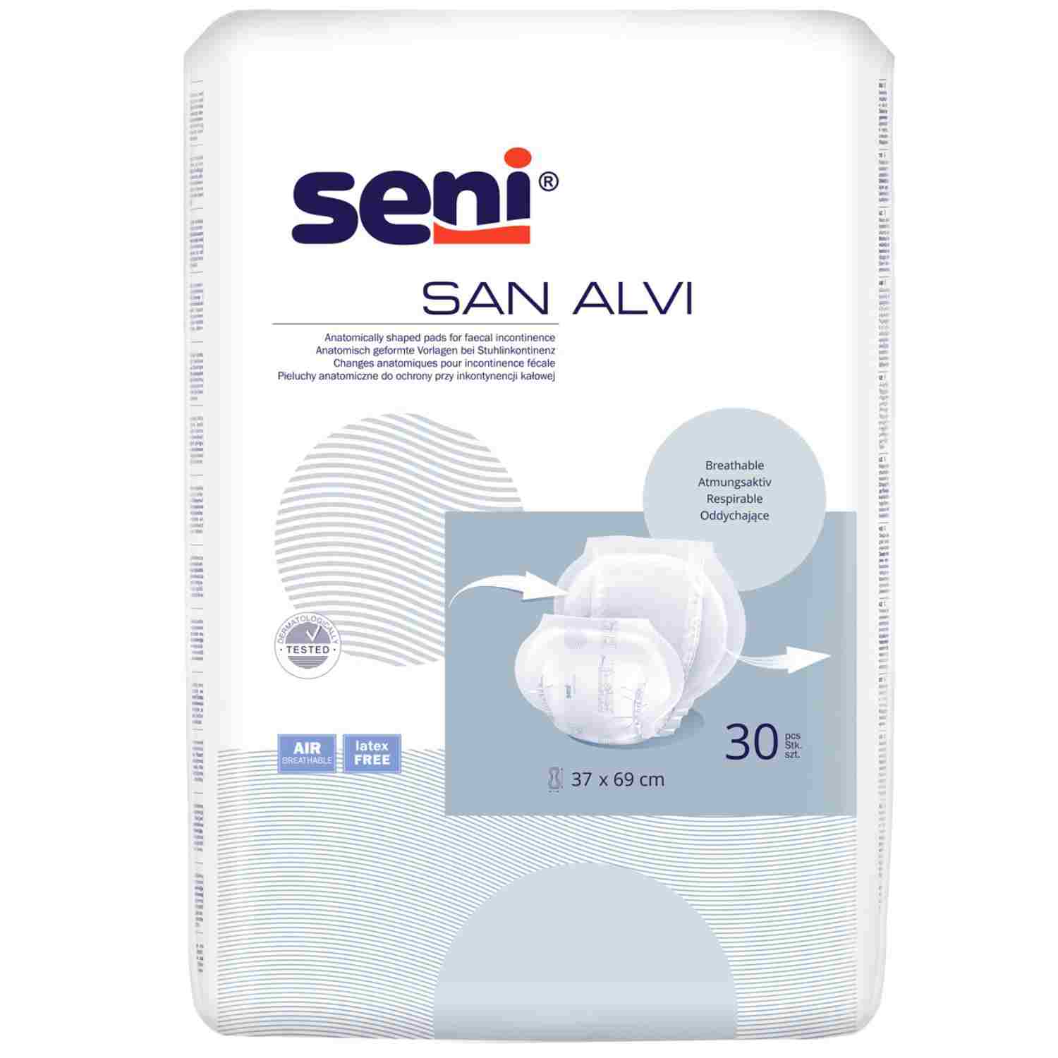 Seni San Alvi - Vorlage (Empfohlen bei Stuhlinkontinenz) 69 x 37 cm - ca. 700 ml